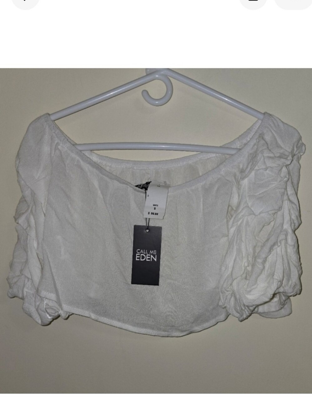 NWT Call Me Eden White Ruffle Crop Top Size: Small